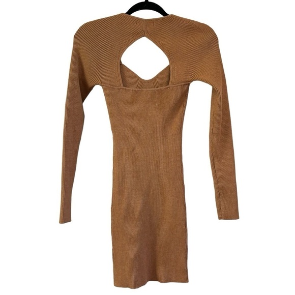 Lulu’s Toffee Brown Sweater Dress Women’s XS Ribbed Cutout Bodycon Autumn Fall - Picture 7 of 11